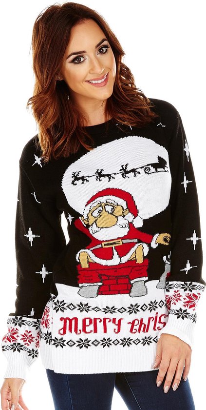 Foute Kersttrui Dames & Heren - Christmas Sweater - "Kerstman Redt de WC Niet" - Kerst trui Mannen & Vrouwen Maat S