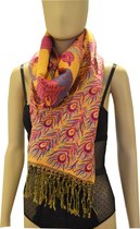 Sjaal, Wrap, 100% katoen - Peacock, Pauw patroon - Dubbel gekleurd