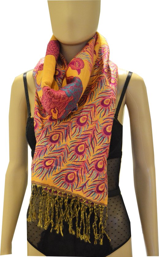 Sjaal, Wrap, 100% katoen - Peacock, Pauw patroon - Dubbel gekleurd | bol.com