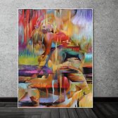 Allernieuwste Canvas Schilderij Knuffel Liefde Abstract - Modern - Poster - Reproductie - 70 x 100 cm - Kleur