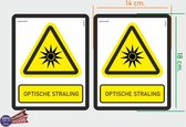 ISO7010 W027 Optische straling Waarschuwing M set 2 stickers 14x18 cm