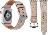 By Qubix Denim Pattern Echt Leren bandje - Licht bruin - Geschikt voor Apple Watch 42mm - 44mm - 45mm - Ultra - 49mm - Compatible Apple watch bandje -