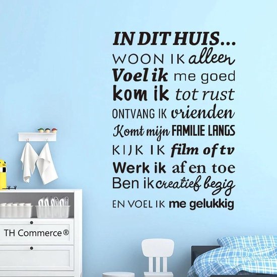 Decoratie Tekst Muursticker Huis - Alleen - Vrijgezel - Familie - Geluk - Nederlands | bol.com