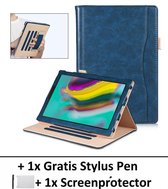 Luxe Lederen Smart Cover Book Case Hoes Met Handvat Geschikt Voor Samsung Galaxy Tab S5E 10.5 Inch T720/T725 - 3 Standen Standaard Flip Sleeve - Beschermhoes - Blauw