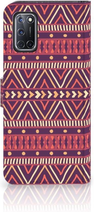 Coque OPPO A72 | OPPO A52 Portefeuille Livre Aztec Violet