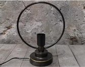ZoeZo Design - tafellamp - lamp - Donker koper - zwart - stoer - sober - industrieel - ringlamp - schemerlamp - Hoogte 30 cm