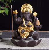 Backflow wierook brander / houder waterval  Ganesha beeld lotus 12x9x8cm