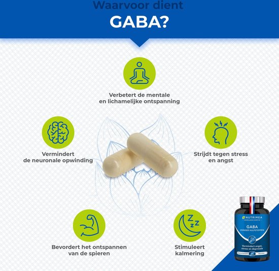 GABA 750 mg - verbetert slaap en vermindert stress - NUTRIMEA - 60 capsules