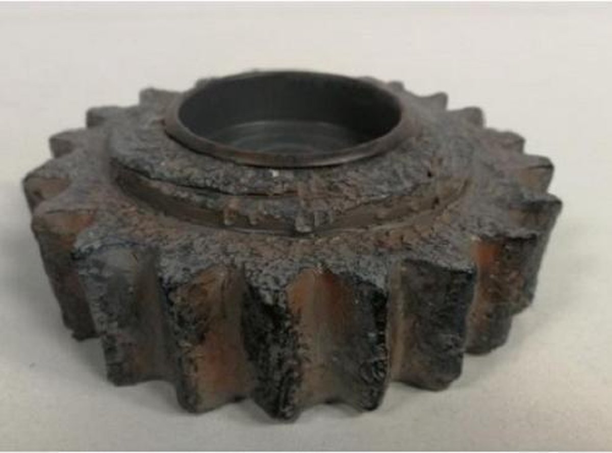 ZoeZo Design - 2 stuks - Waxinelichtjeshouder - kunststof - Tandwiel - H 4 x Ø 10 cm - industrieel - stoer - sober - robuust