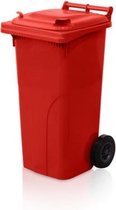 Poubelle en plastique 120L Red Roll Container Conteneur à Afvalcontainer Poubelle