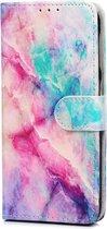 Huawei Y5P Hoesje met Print - Portemonnee Book Case - Kaarthouder & Magneetlipje - Marmer Uni