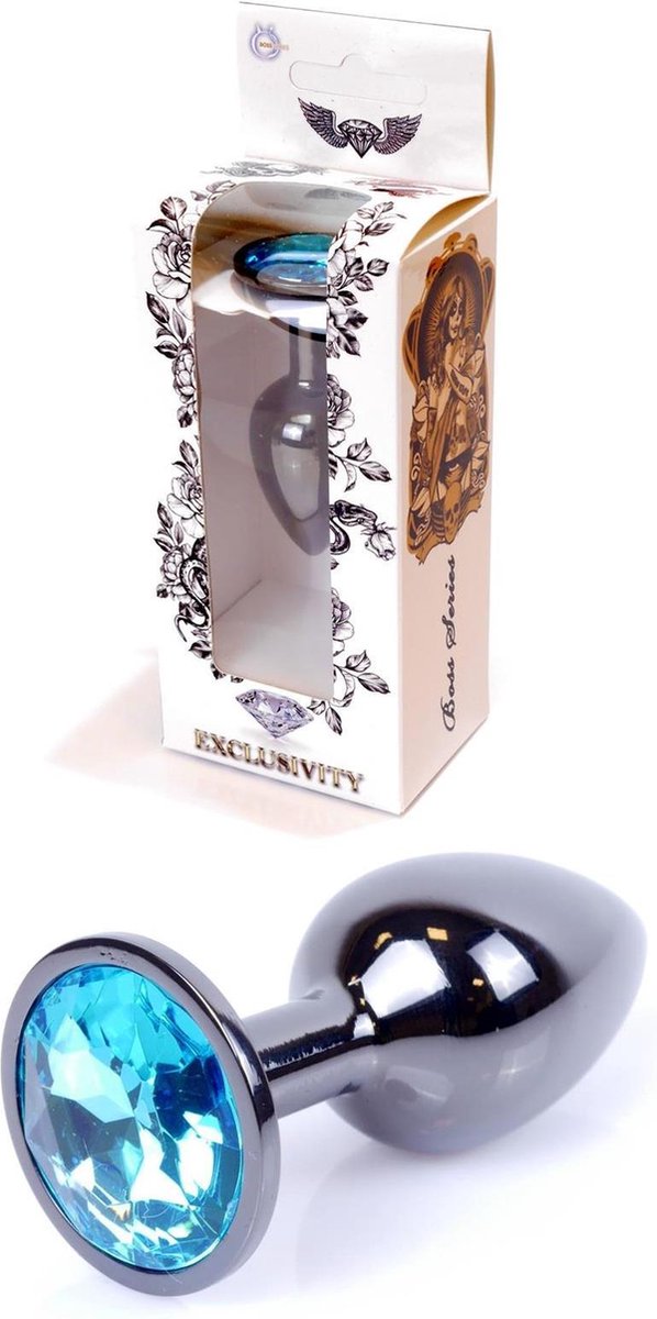 Goedkoopste Bossoftoys - Plug - Donker zilver - anaal - Licht blauw - 64-00031 - gave cadeaubox