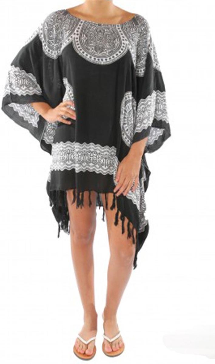 Pareo Dress Sarong strandjurkje - Zwart Wit -Black White