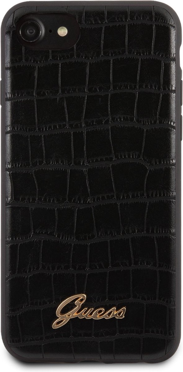 iPhone SE (2020)/8/7/6s/6 Backcase hoesje - Guess - Croco Zwart - Kunstleer