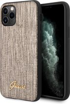 Guess iPhone 11 Pro Max Goud Backcover hoesje - Metal Logo