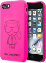 Roze hoesje van Karl Lagerfeld - Backcover - iPhone 7-8 iPhone SE2 2020 - Liquid Outline Neon