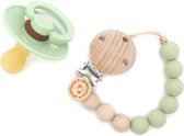 Bibs fopspeen 6-18 maanden (Maat 2) Pistache + Speenkoord LOVEissue (Hout/Siliconen)