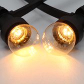 Lichtsnoer - dimbaar - 15 meter met 15 lampen - 2W LED lampen met LED in bodem - kleur van kaarslicht (2000K) - dimmer met afstandsbediening