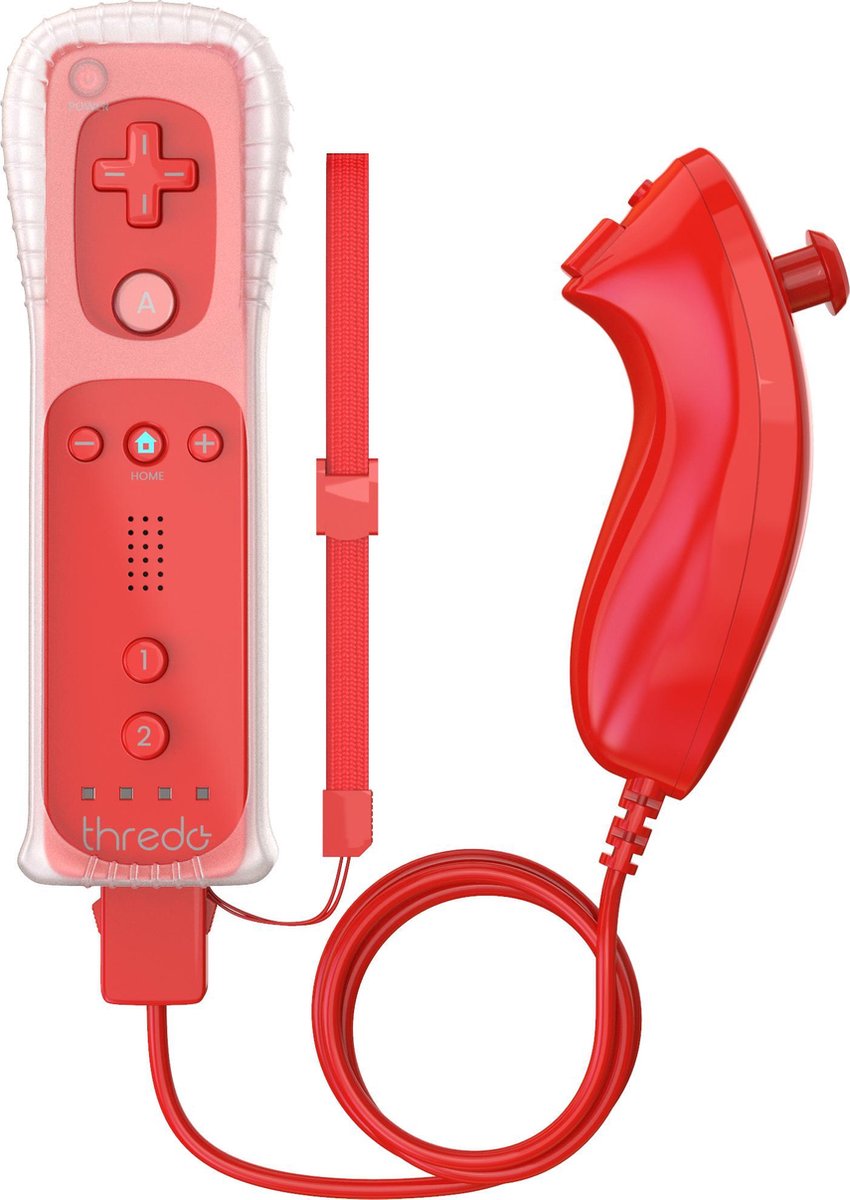 Thredo Remote Controller + Nunchuk voor Nintendo Wii / Wii U (Motion Plus) - Rood