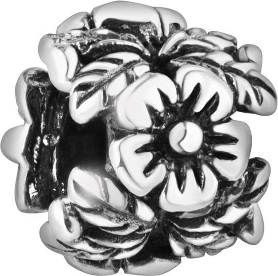 Quiges - 925 - Zilveren - Bedels -Sterling zilver - Beads - Bloem Kraal Charm - Geschikt – voor - alle bekende merken - Armband Z679 - Quiges