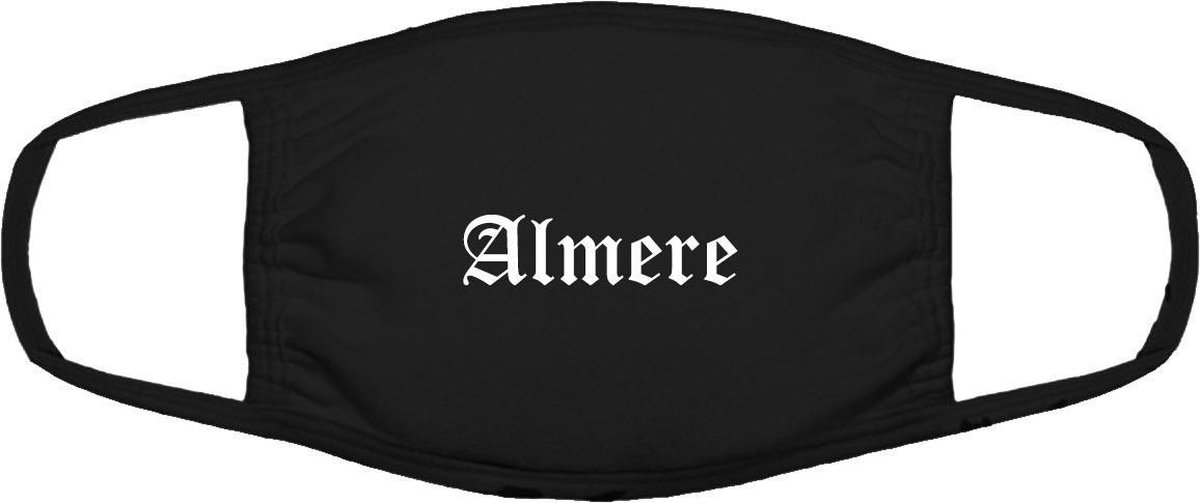 Almere mondkapje | gezichtsmasker | bescherming | bedrukt | logo | Zwart mondmasker van katoen, uitwasbaar & herbruikbaar. Geschikt voor OV