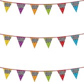 3x stuks vlaggenlijnen met glitters 100 jaar thema feestartikelen - Verjaardag versieringen - 8 meter - Plastic