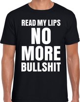 Read my lips NO MORE bullshit t-shirt zwart heren - fun / tekst shirt - foute shirts voor mannen M