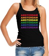 Regenboog Amsterdam gay pride / parade zwarte tanktop voor dames - LHBT evenement tanktops kleding XL