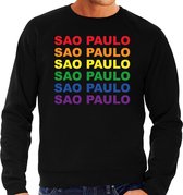 Regenboog Sao Paulo gay pride / parade zwarte sweater voor heren - LHBT evenement sweaters kleding 2XL