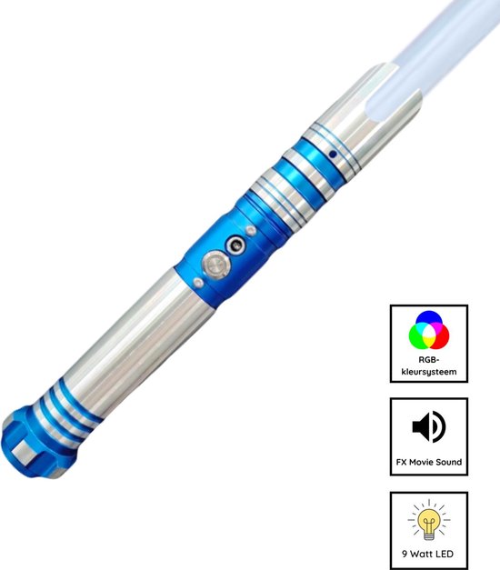 Relentless Lightsaber - RGB 11 Kleuren en Geluid - Lightsaber - Lichtzwaard - Laser Zwaard - Aluminium Handvat - 114 CM - Blauw