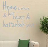 muursticker Home is where de kat - lichtgrijs - 100x90cm