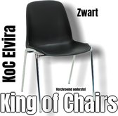 King of Chairs model KoC Elvira zwart met verchroomd onderstel. Kantinestoel stapelstoel kuipstoel vergaderstoel tuinstoel kantine stoel stapel stoel tuin stoel  kantinestoelen sta