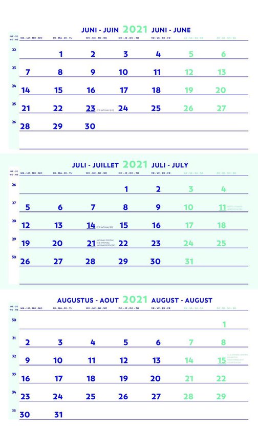 Geweldig Blazen Transplanteren Brepols Kalender 2021 • Driemaandskalender • met handige datum aanduiding •  30 x 60 cm | bol.com
