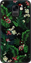 ADEL Siliconen Back Cover Softcase Hoesje Geschikt voor Samsung Galaxy A8 Plus (2018) - Bloemen Planten Groen