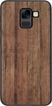 ADEL Siliconen Back Cover Softcase Hoesje Geschikt voor Samsung Galaxy A8 Plus (2018) - Houten Design Lichtbruin