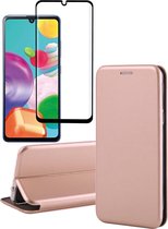 Samsung A41 Hoesje en Samsung A41 Screenprotector - Samsung Galaxy A41 Hoesje Book Case Slim Wallet Roségoud + Screen Protector Full