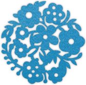 Bloemenkrans vilt onderzetters  - Lichtblauw - 6 stuks - ø 9,5 cm - Tafeldecoratie - Glas onderzetter - Cadeau - Woondecoratie - Woonkamer - Tafelbescherming - Onderzetters Voor Gl