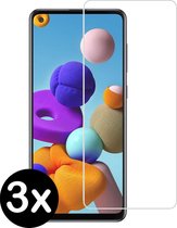 Samsung Galaxy A21s Screenprotector Tempered Glass Gehard - 3 PACK