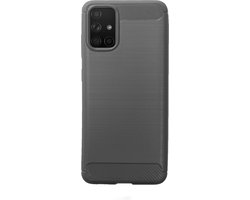 BMAX Carbon soft case hoesje geschikt voor Samsung Galaxy A71 / Soft cover / Telefoonhoesje / Beschermhoesje / Telefoonbescherming - Grijs