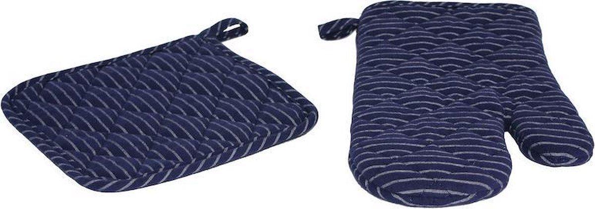 Gideon - Ovenwant & pannenlap – 100% Katoen – Handzaam & Hittebestendig - Blauw - GIDEON textiel