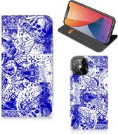 Smartphone Hoesje iPhone 12 Pro Max Book Style Case Angel Skull Blue