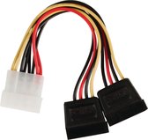 Valueline Vlcp73520v015 Interne Stroom Splitterkabel Molex Mannelijk - 2x Sata 15-pins Vrouwelijk 0,15 M Veelkleurig