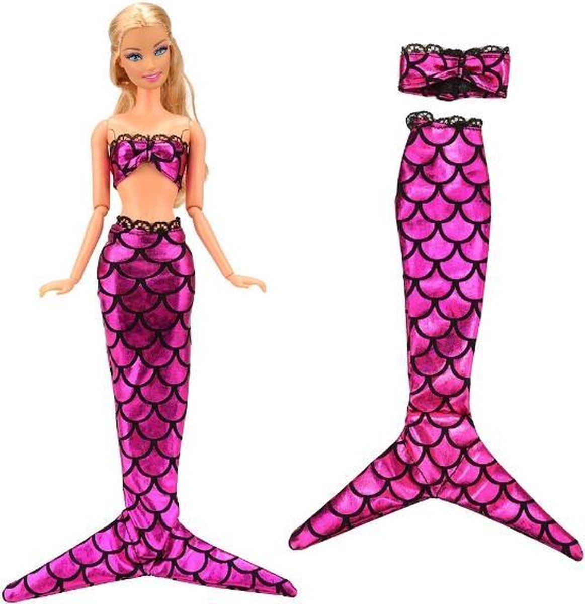 Zeemeermin pakje voor barbie - Staart en topje - Modepop kleding roze |  bol.com