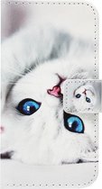 ADEL Kunstleren Book Case Portemonnee Pasjes Hoesje Geschikt Voor Huawei P20 Pro - Katten Wit