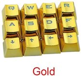 R-4 Hoogte - 12 Keycaps Voor Q,W,E,R,A,S,D,F en Pijltjes Toetsen - Key Cap Gold - Inclusief Keycap Puller - Toetsenbord - Gaming - Stipco