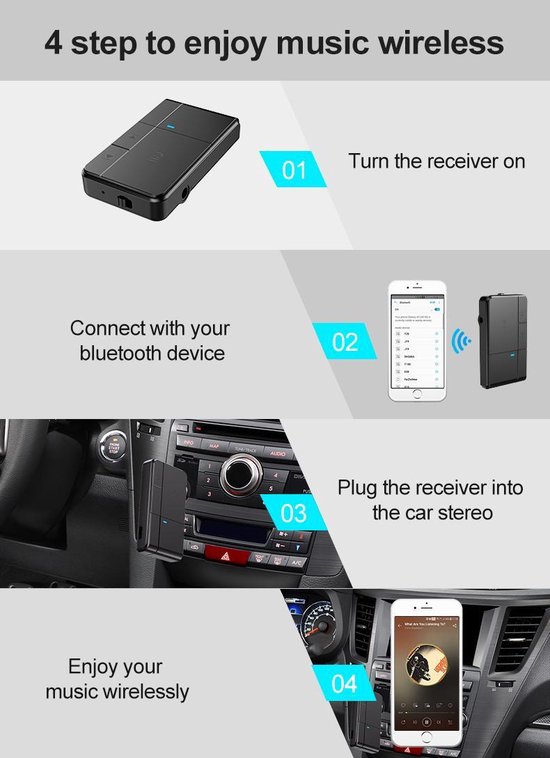 Design Bluetooth 5.0V Via Aux Ontvanger | Handsfree Carkit 3.5MM Aux | Dongle Audio Receiver | Draadloos Muziek Luisteren