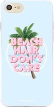 Fooncase Hoesje Geschikt voor iPhone 8 - Shockproof Case - Back Cover / Soft Case - Beach Hair Don't Care / Blauw & Roze