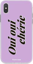 Fooncase Hoesje Geschikt voor iPhone XS Max - Shockproof Case - Back Cover / Soft Case - Oui Oui Chérie / Lila Paars & Wit