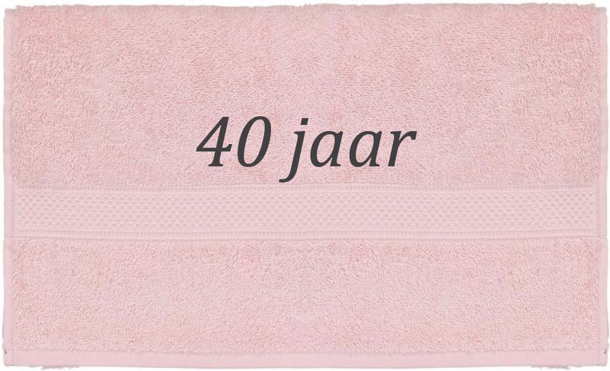 Handdoek - 40 jaar - 100x50cm - Roze