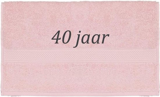 Handdoek - 40 jaar - 100x50cm - Roze